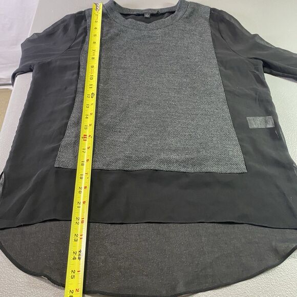 ARYN K Anthropologie Blouse Tunic Sheer Long Sleeve High Low Hem Womens S Black - Picture 7 of 10